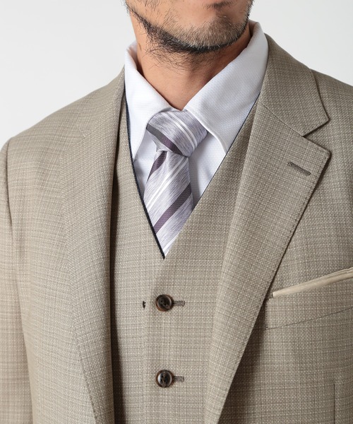 MEN'S BIGI（メンズビギ） ネクタイ シャンブレーストライプ柄シルク