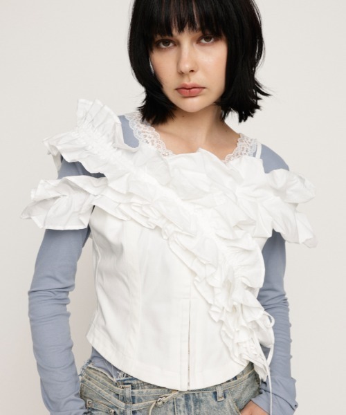 SLY ブラウス シャツ DESIGN SHOULDER CORSET デザイン