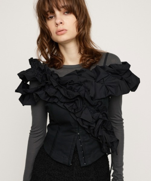 SLY ブラウス SLY ブラウス シャツ DESIGN SHOULDER CORSET デザイン