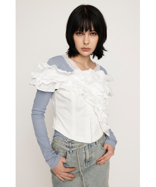 SLY ブラウス SLY ブラウス シャツ DESIGN SHOULDER CORSET デザイン