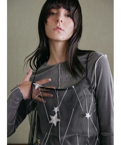 tシャツ フロッキーストライプカットソー レディース
