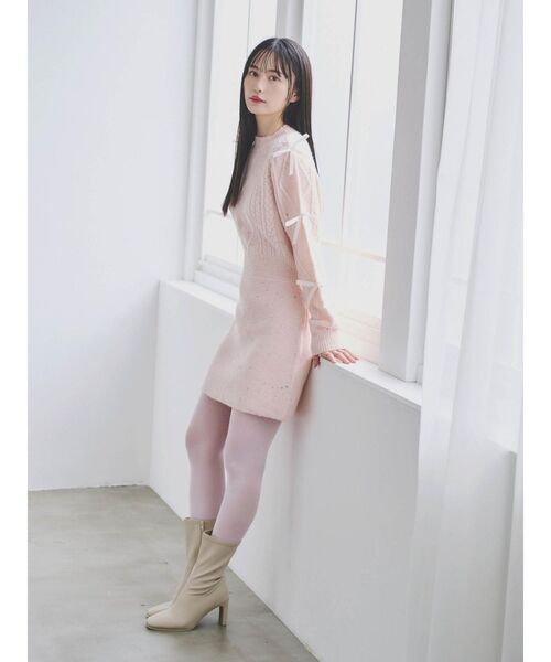dazzlin ワンピース 「ZOZOTOWN限定」ケーブル袖リボンニット