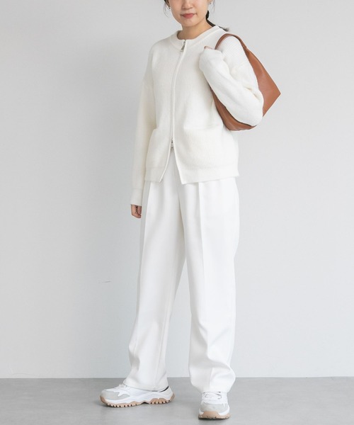 LinoU. カーディガン ジップアップニットカーディガン レディース