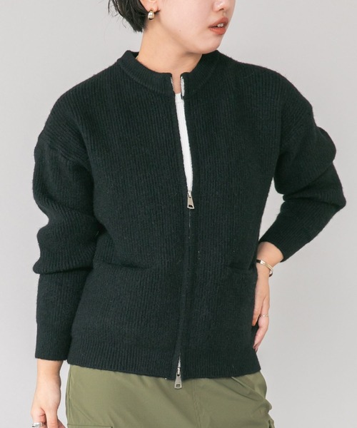 LinoU. カーディガン ジップアップニットカーディガン レディース