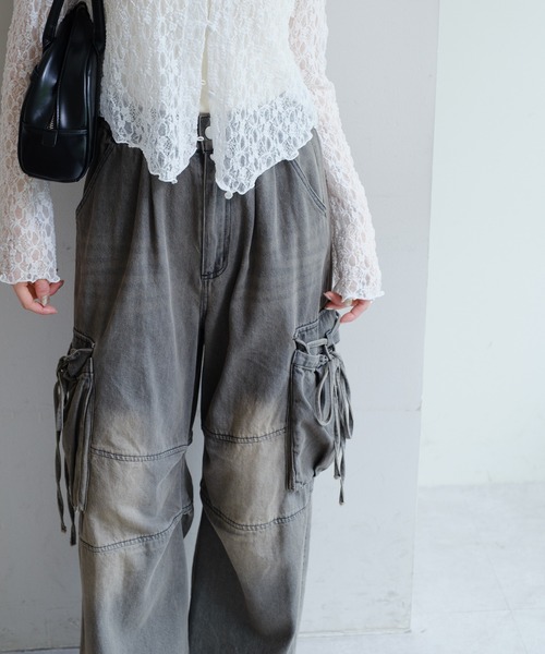 新品　kastane カーゴデニムパンツ　リボン Kastane ジーンズ デニム デニムパンツ 「新色追加/3サイズ展開