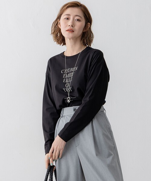 tシャツ 「洗える」レタープリント ロンTEE レディース 23区 tシャツ 「洗える」レタープリント ロンTEE レディース