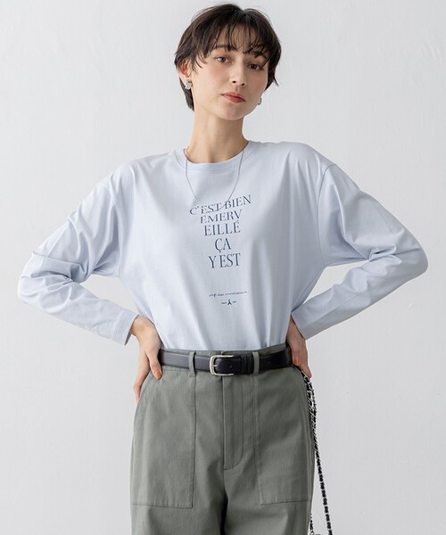 tシャツ 「洗える」レタープリント ロンTEE レディース 23区 tシャツ 「洗える」レタープリント ロンTEE レディース