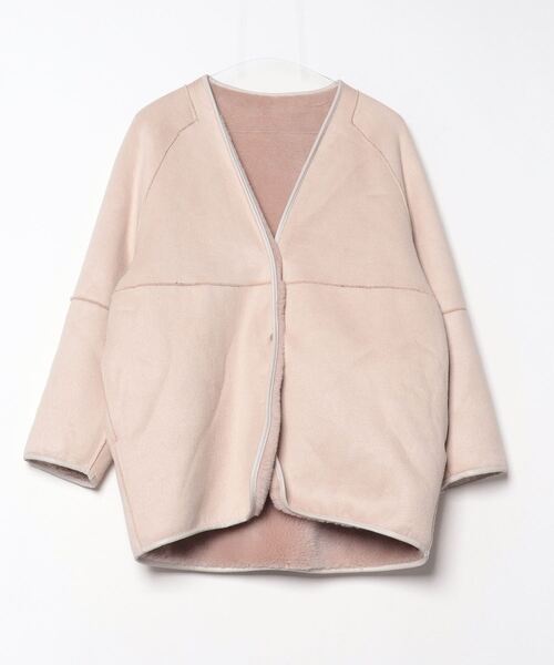 ELENDEEK（エレンディーク） ノーカラーコート FREE ピンク レディース