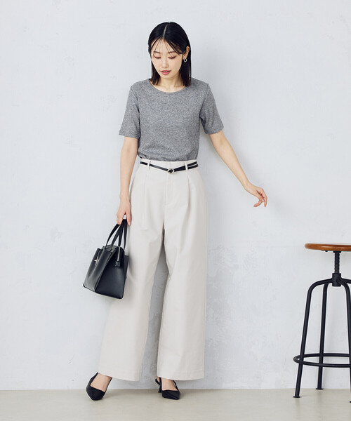 ワイドパンツ チノパン 「美しいベーシックパンツ」ワイドシルエット