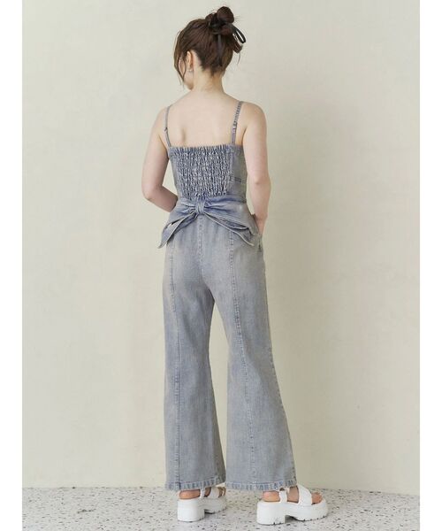 CALNAMUR オールインワン BACK RIBBON DENIM ALL IN ONE/バック