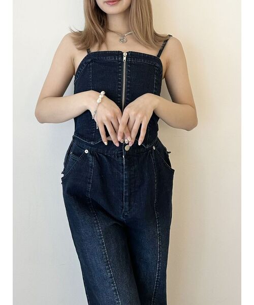 CALNAMUR オールインワン BACK RIBBON DENIM ALL IN ONE/バック