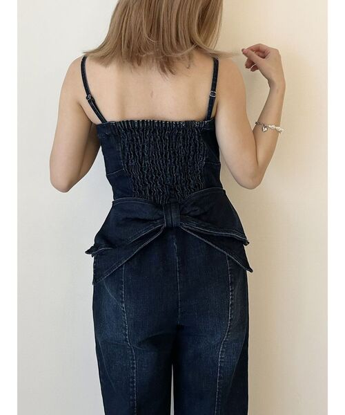 デニムバックリボンオールインワン セール】BACK RIBBON DENIM ALL IN ONE/バックリボンデニム