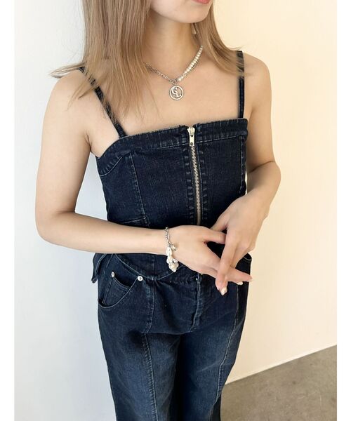 デニムバックリボンオールインワン CALNAMUR オールインワン BACK RIBBON DENIM ALL IN ONE/バック