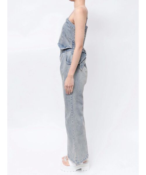 CALNAMUR オールインワン BACK RIBBON DENIM ALL IN ONE/バック