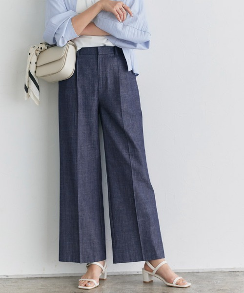 Pierrot（ピエロ） パンツ シャンブレーワイドパンツ レディース