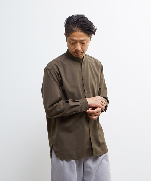 MEN'S MELROSE シャツ TWトロピカルスタンドカラーオーバーシャツ