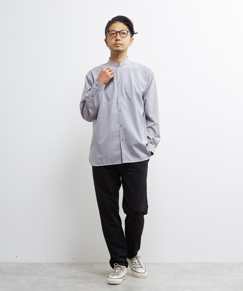 MEN'S MELROSE シャツ TWトロピカルスタンドカラーオーバーシャツ