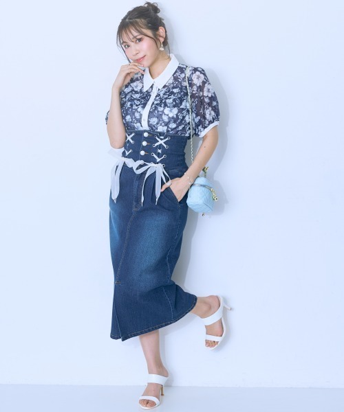 大きいサイズ レディース トップス オリジナル柄配色ブラウス marun 大きいサイズ＞オリジナル柄配色ブラウス marun 通販【ニッセン】
