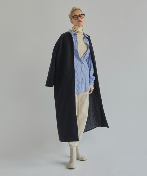 「Aunt Marie's」 ノーカラーコート FREE ブラック レディース_画像3