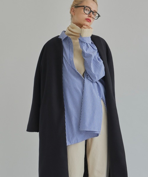 「Aunt Marie's」 ノーカラーコート FREE ブラック レディース_画像7