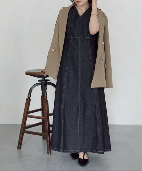 Thevon ワンピース フレアデニムノースリワンピース : ZOZOTOWN