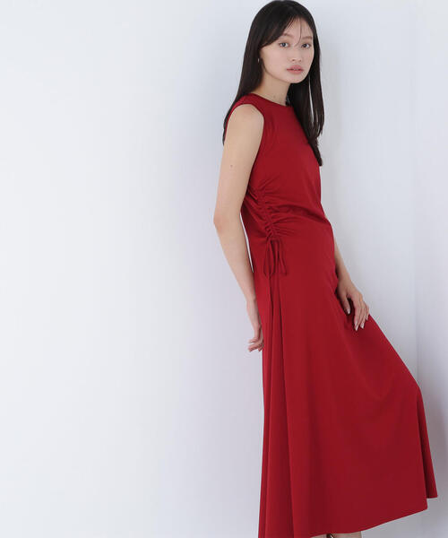 NATURAL BEAUTY BASIC ワンピース サイドギャザーカットソー