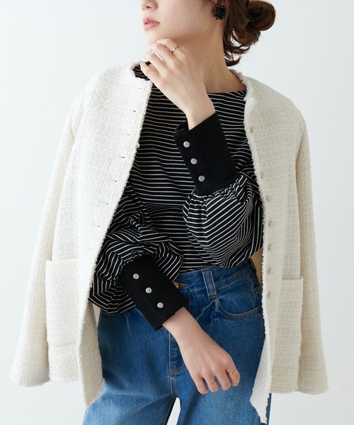 pual ce cin 「PUAL CE CIN」 ツイードジャケット FREE アイボリー