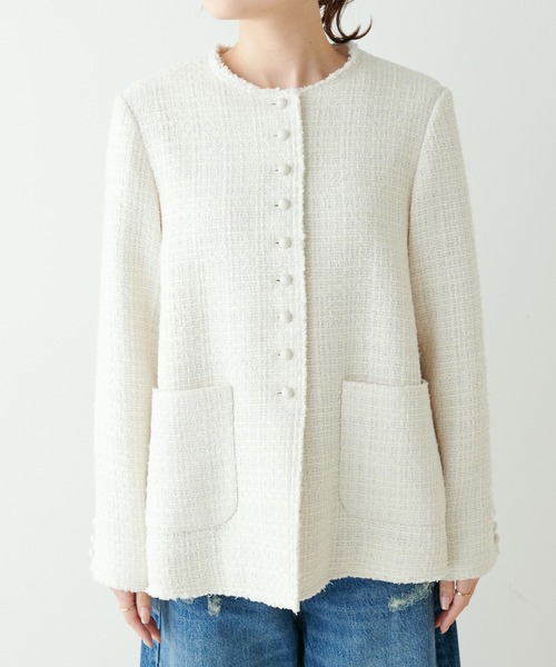 pual ce cin 「PUAL CE CIN」 ツイードジャケット FREE アイボリー