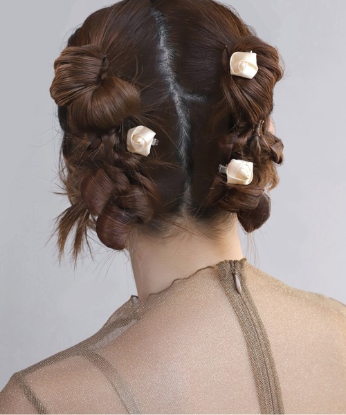 ANEMONE（アネモネ） ヘアクリップ サテンローズミニクリップ「3個