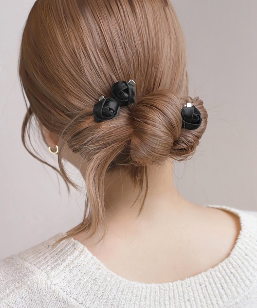 ANEMONE（アネモネ） ヘアクリップ サテンローズミニクリップ「3個