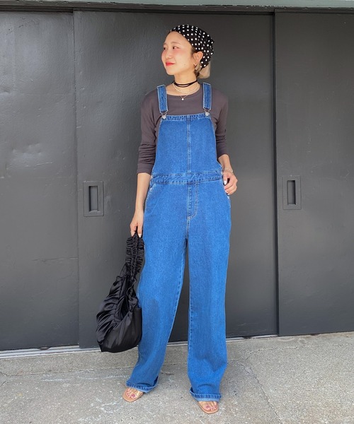 試着程度⭐︎美品 JEANS 刺繍入りデニムオーバーオール M サロペット オーバーオール デニムオーバーオール レディース