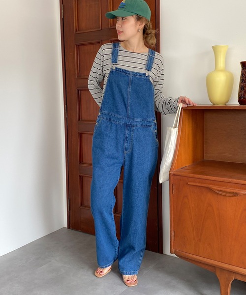 試着程度⭐︎美品 JEANS 刺繍入りデニムオーバーオール M サロペット オーバーオール デニムオーバーオール レディース