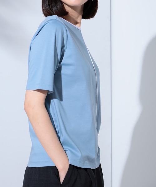 GALLORIA（ギャローリア） tシャツ 半袖 接触冷感 配色プルオーバー