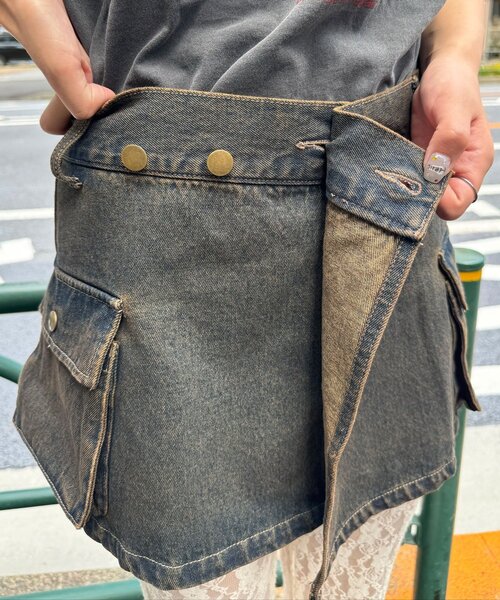 シルク混 ハートイッセイミヤケ プリーツ ロングスカート 巻きスカート