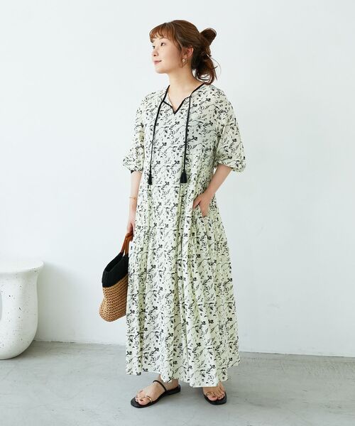 le.coeur blanc（ルクールブラン） ワンピース フラワーモチーフ