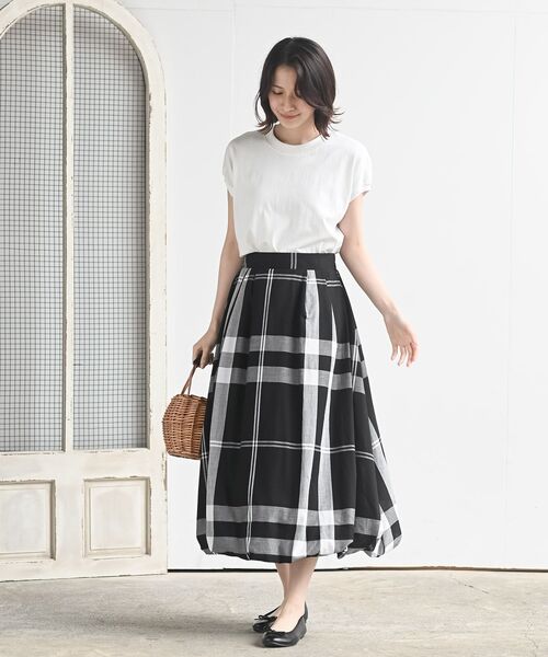 パラスパレス　チェックスカート r・p・s スカート チェック柄ガーゼバルーンスカート : ZOZOTOWN