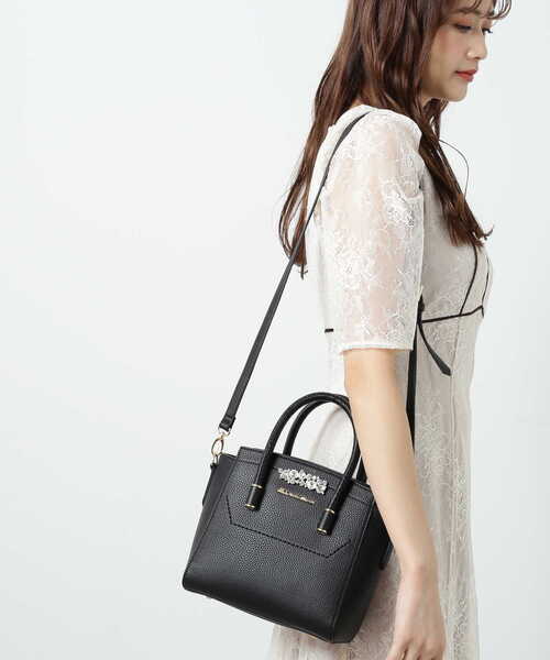 美品✨JILL by JILLSTUART エンボスビジューバック 2way 黒 JILL by STUART 「JILL STUART」 2WAYバッグ FREE ブラック