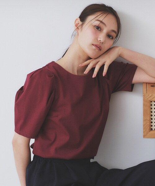 【新品】EUCLAIDタックスリーブスウェットTシャツピンク EUCLAID(エウクレイド) | 大好評の半袖スウェット！ リブ部分