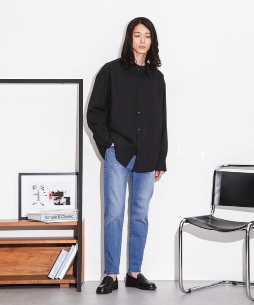 「NANO universe」 加工スキニーデニムパンツ S ブルー メンズ_画像3