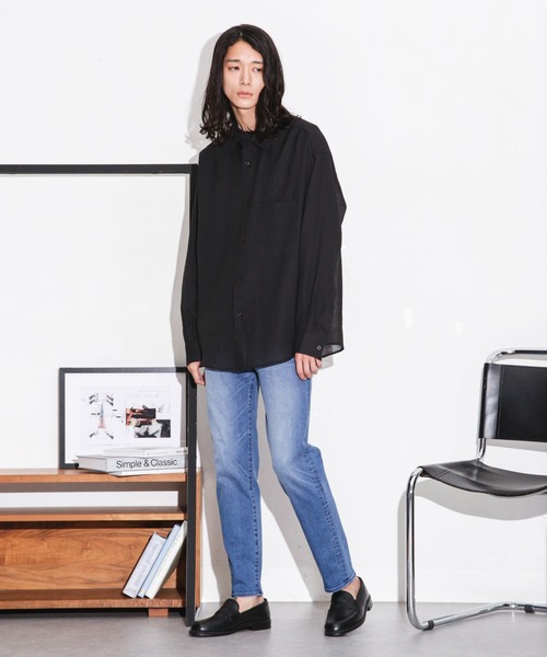 「NANO universe」 加工スキニーデニムパンツ S ブルー メンズ_画像9