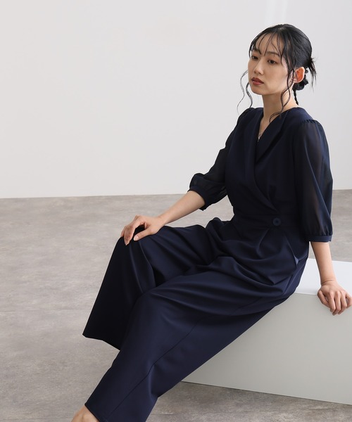 atlo（アトロ） パンツドレス 結婚式二次会パーティードレス七分袖と