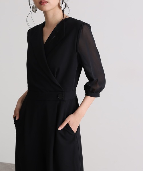 atlo（アトロ） パンツドレス 結婚式二次会パーティードレス七分袖と