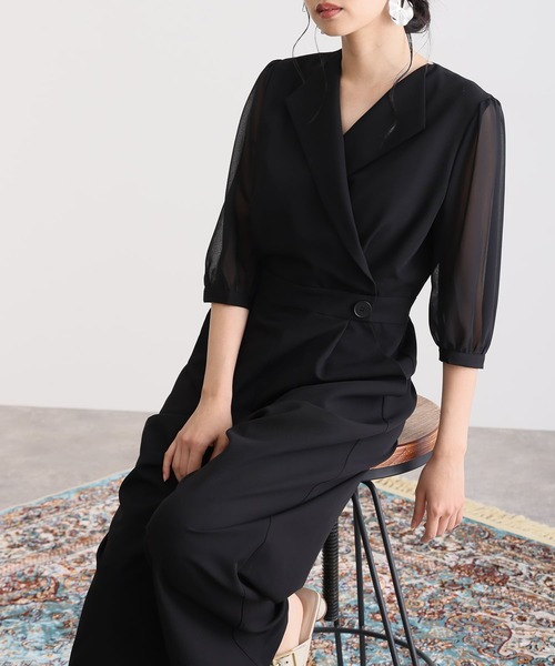 atlo（アトロ） パンツドレス 結婚式二次会パーティードレス七分袖と