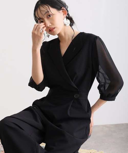 atlo（アトロ） パンツドレス 結婚式二次会パーティードレス七分袖と