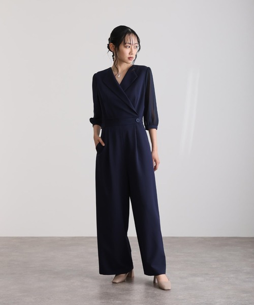 atlo（アトロ） パンツドレス 結婚式二次会パーティードレス七分袖と