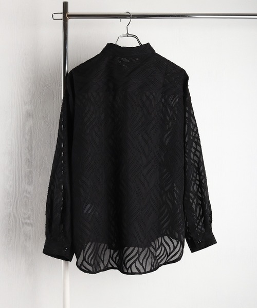 WESTSEA（ウエストシー） シャツ ボタニカル フラワー柄 シアー 長袖