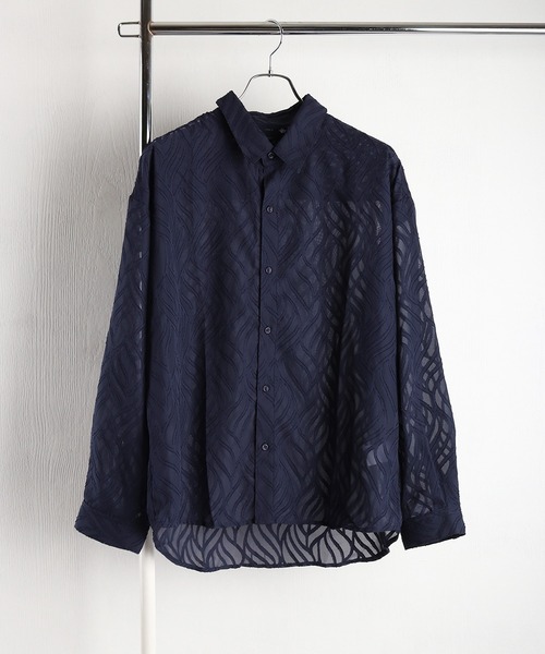 WESTSEA（ウエストシー） シャツ ボタニカル フラワー柄 シアー 長袖