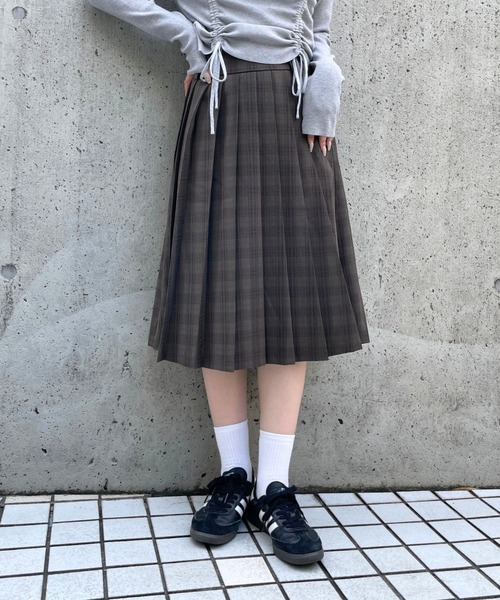 3.3 FIELD TRIP スカート 3.3 Field Trip／プリーツチェックミディ