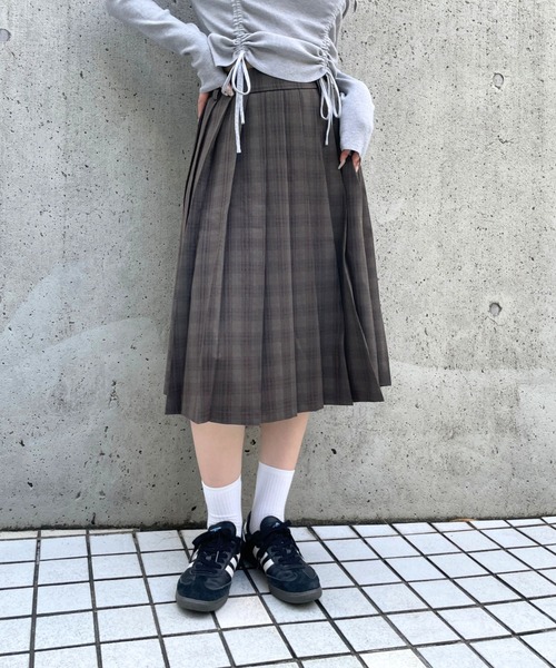 3.3 FIELD TRIP スカート 3.3 Field Trip／プリーツチェックミディ