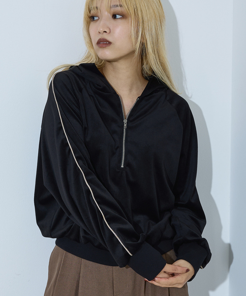 NOMINE（ノミネ） パーカー 「セットアップ」ベロアハーフジップ